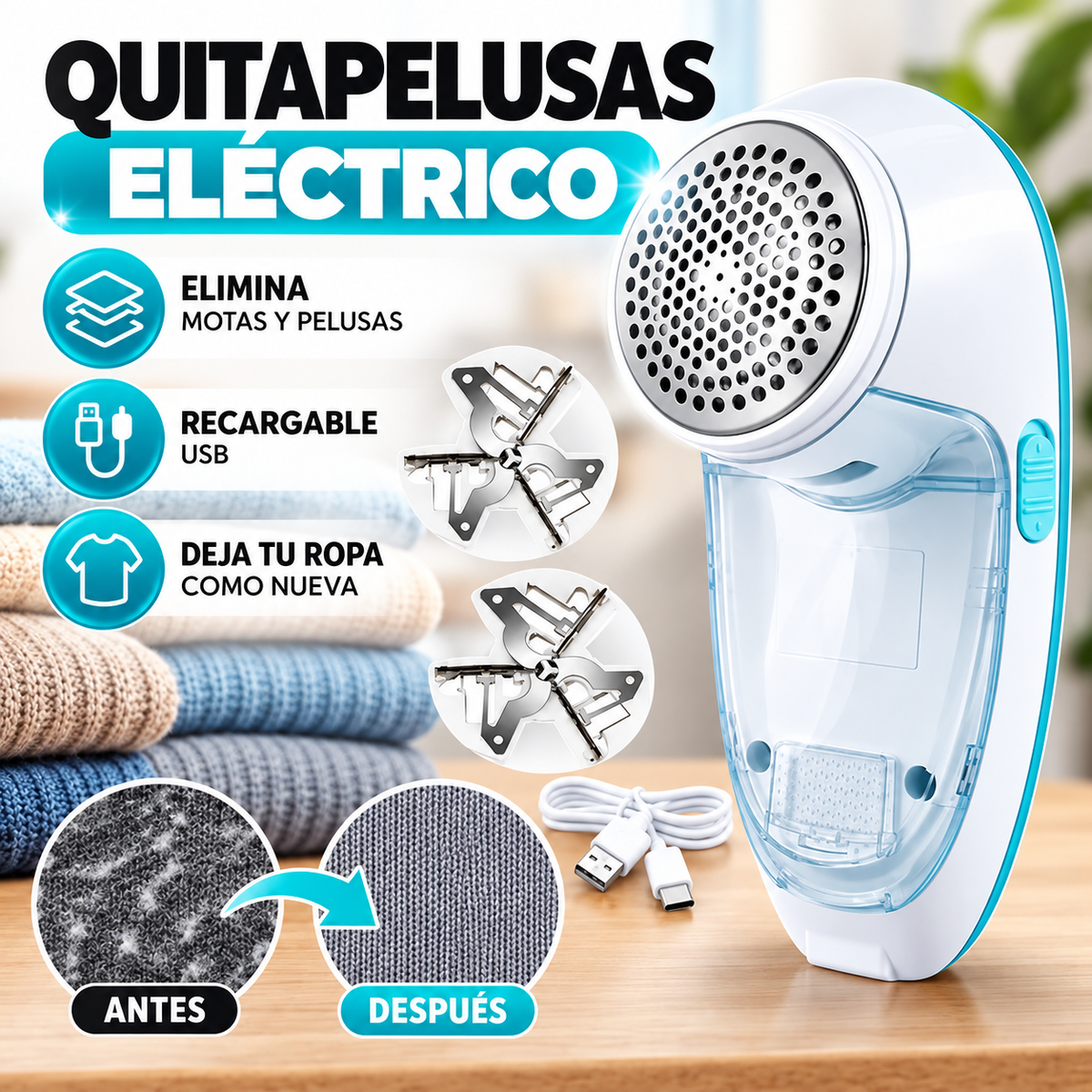 Quitapelusas Eléctrico Recargable